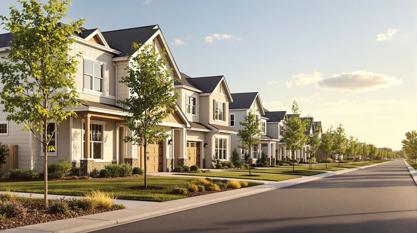 New farmhouse-style homes on a fresh Leander street