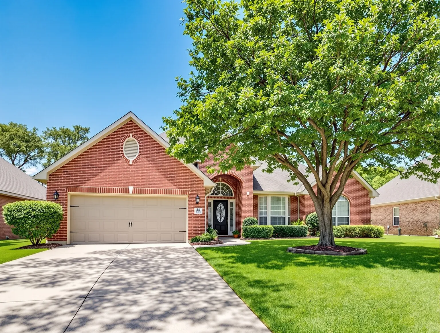 Two-story red brick family home in Buda