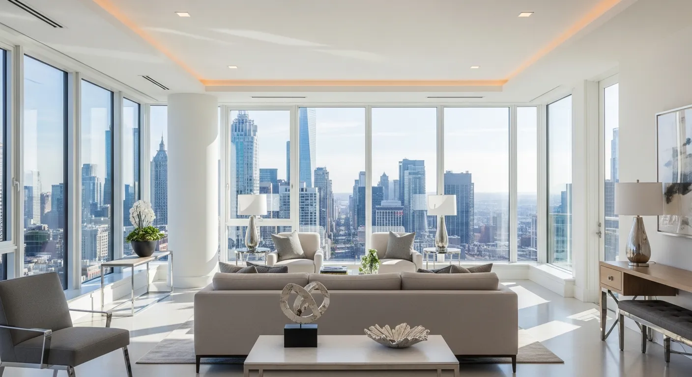 Pristine high-rise room