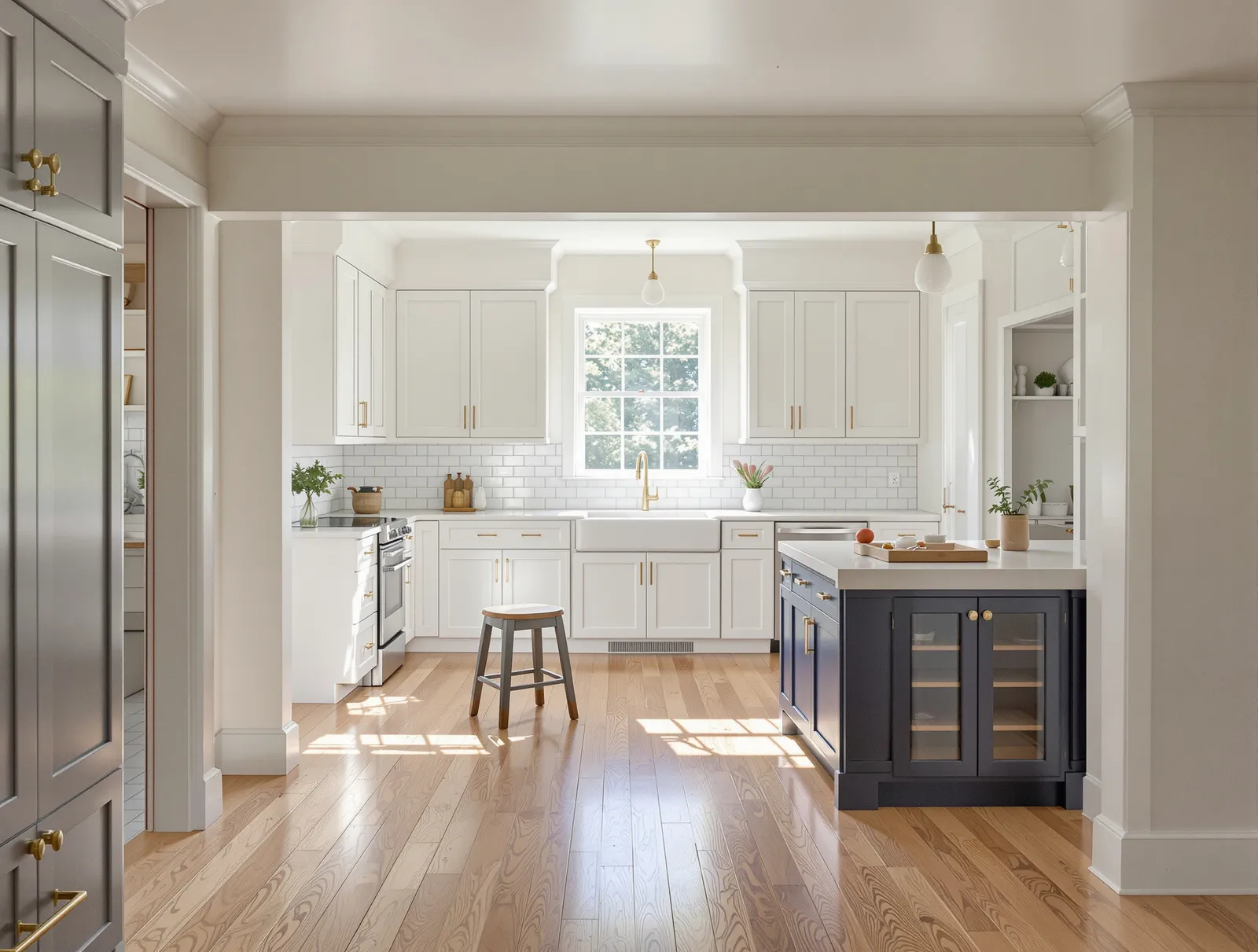The Kenilworth Kitchen — Gut remodel, rear wall opened, new island — after