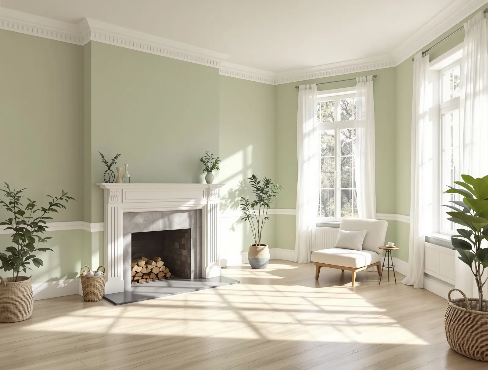 Gallery White, Green Undertone — Whole-floor interior