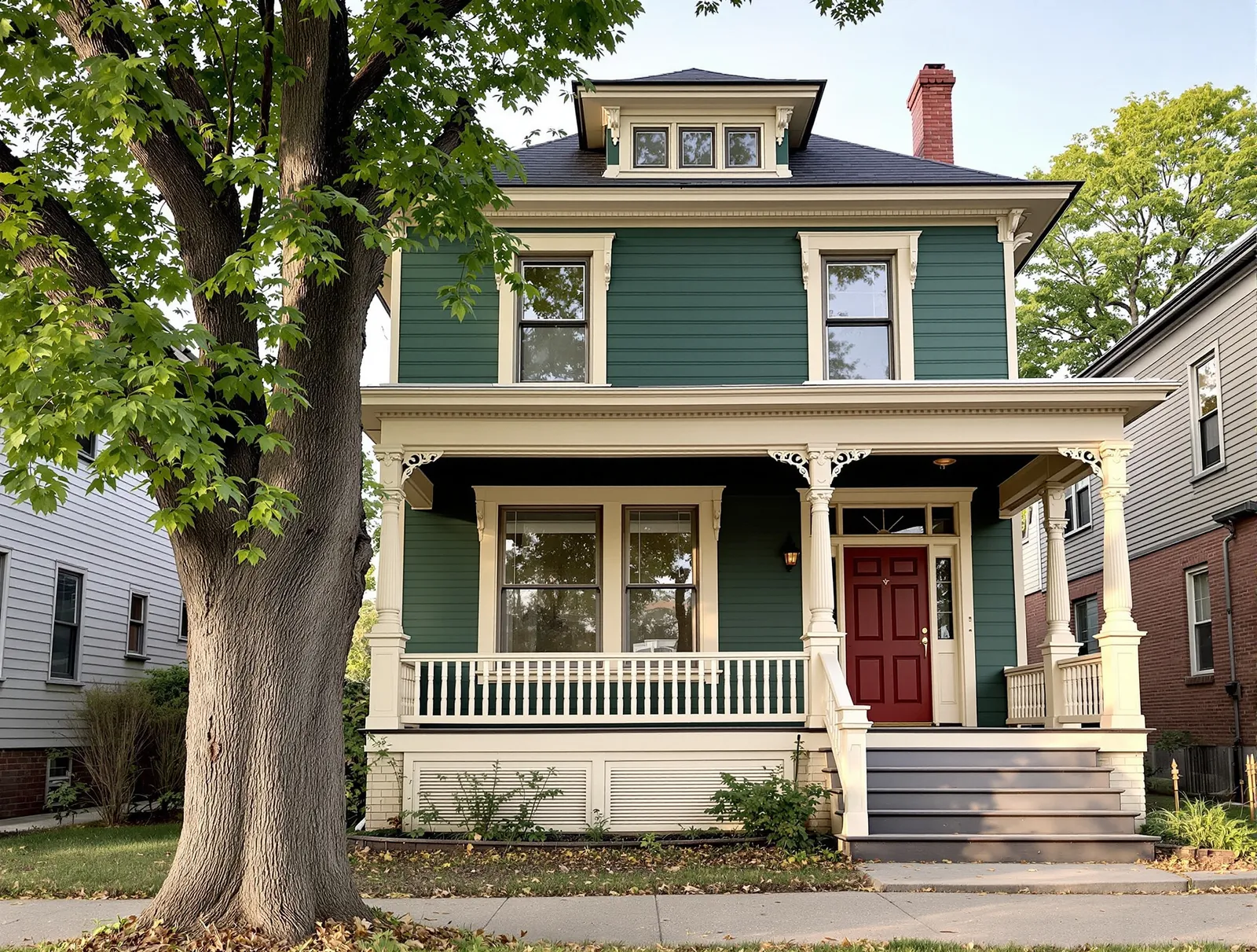 A Victorian in Deep Green — Exterior repaint — after